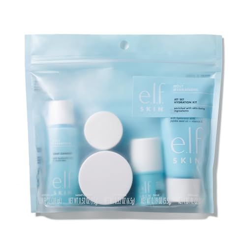 e.l.f. SKIN Holy Hydration! Jet Set Hydration Kit, Travel Friendly Hydrating Skincare Set, Face Cleanser, Balm, Moisturizer, Eye Cream &amp; Night Cream, Vegan &amp; Cruelty-Free