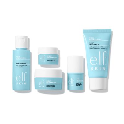 e.l.f. SKIN Holy Hydration! Jet Set Hydration Kit, Travel Friendly Hydrating Skincare Set, Face Cleanser, Balm, Moisturizer, Eye Cream &amp; Night Cream, Vegan &amp; Cruelty-Free