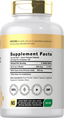 Doctor's Way Alpha Lipoic Acid 300mg | 150 Capsules | with Biotin Optimizer | ALA Supplement | Non-GMO, Gluten Free
