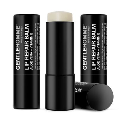 Gentlehomme - Lip Repair Balm - Mens Lip Balm with SPF 15 - With Aloe Vera &amp; Vitamin E - Repair &amp; Hydrate Dry, Cracked, Chapped Lips - Long-Lasting Moisture - Clear Balm - Lip Care - Vegan - 3 Pack