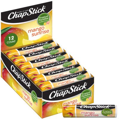 ChapStick Bulk Lip Balm, Mango Sunrise, 12-Pack - Sweet, Fruity &amp; Tropical Moisturizer for Dry Lips, 0.15 Oz