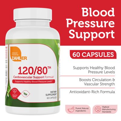 Zahler 120/80 Cardiovascular Support Formula, Supports Healthy Blood Pressure Levels 60 Capsules