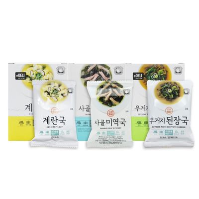PACK OF 3Korean Traditional Soup Easy Cooking Tasty Soup Freeze Drying Block-Type Individual Packaging Korean Soup (Seaweed Soup,Soybean Paste Soup, Egg Soup) , ,