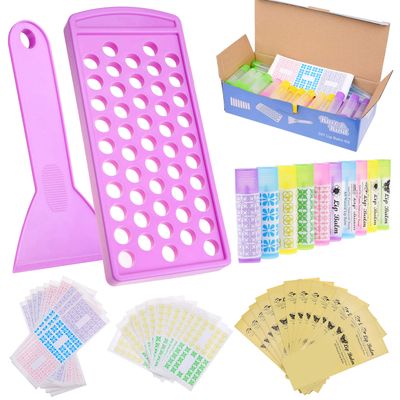 Kare &amp; Kind Lip Balm Crafting Kit - Easy Lip Balm Filling Tray and Spatula - 50 Empty Lip Balm Tubes with Caps (10x5 Colors) - 3/16 Oz (5.5 ml) - 50 Writeable and 50 Printed Stickers - M