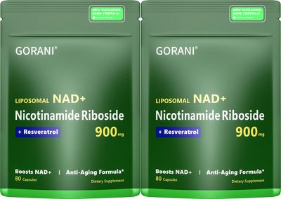 Gorani NAD Supplement 900MG - Nicotinamide Riboside, Liposomal Resveratrol &amp; Quercetin - Supports Cellular Energy &amp; Antioxidant Health - 80 Capsules
