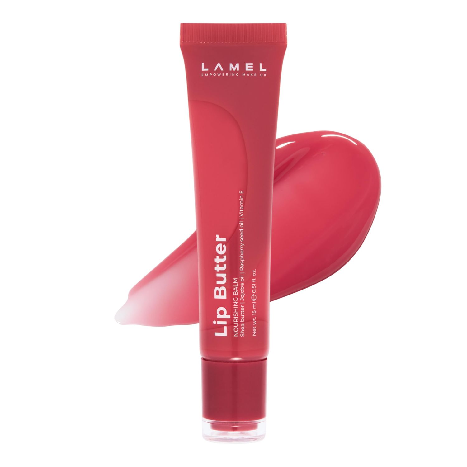 LAMEL Nourishing Lip Butter Tinted Lip Balm - Hydrating Formula with Cocoa Butter &amp; Vitamin E - Sheer Pink Tint, Moisturizing, Glossy Natural, Non-Sticky - 01 Pinkish - 0.5 fl.oz / 15 ml