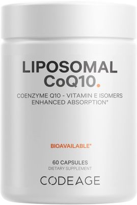 Codeage Liposomal CoQ10 Supplement - 125 mg Coenzyme Q10 with Vitamin E Isomers Tocopherols - 2-Month Supply - 1 Capsule Per Serving - Liposomal Delivery - Vegan, Non-GMO, Gluten-Free - 60 Capsules