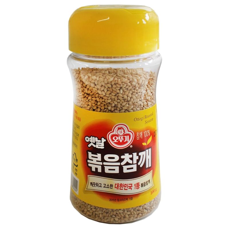 Ottogi Roasted Sesame Seeds - 3.5 oz (100g) - Premium Korean Toasted Sesame for Cooking, Garnishing, and Seasoning