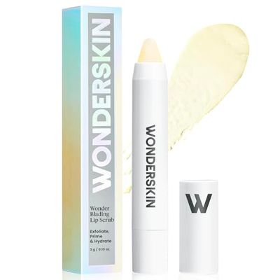 Wonderskin 3-in-1 Lip Scrub Exfoliator &amp; Moisturizer, Lip Exfoliator Scrub, Hydrating Balm for Soft, Nourished, Flake-Free Lips with One-Step Prep, 0.10oz
