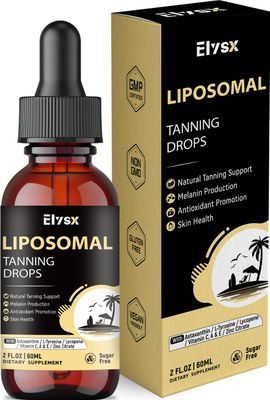 Elysx Liposomal Tanning Drops to Drink, Drinkable Liquid Astaxanthin 24mg with Lycopene, L-Tyrosine &amp; Vitamins, Natural Tanning Support &amp; Skin Health, Lemon Flavor, Sugar Free, 2 FL OZ