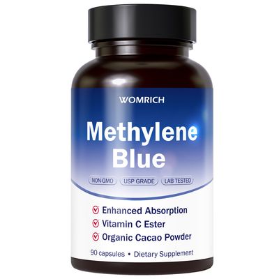 Methylene Blue (USP Grade) Pharma Grade Supplements Capsules with Vitamin C Ester - Enhanced Absorption, Brain Supplement with Brain Fuel, Memory, Focus, Clarity, Cognitive, Energy - 90 Capsules