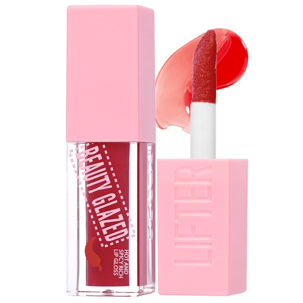 Beauty Glazed Hot &amp; Spicy Rich Lip Gloss &amp; Plumping Lip Oil with Chili Extract - UltraHydrating, LongLasting Gloss &amp; Sensual Plump Formula for Bold, Moisturized Lips (104 GHILI, 1)