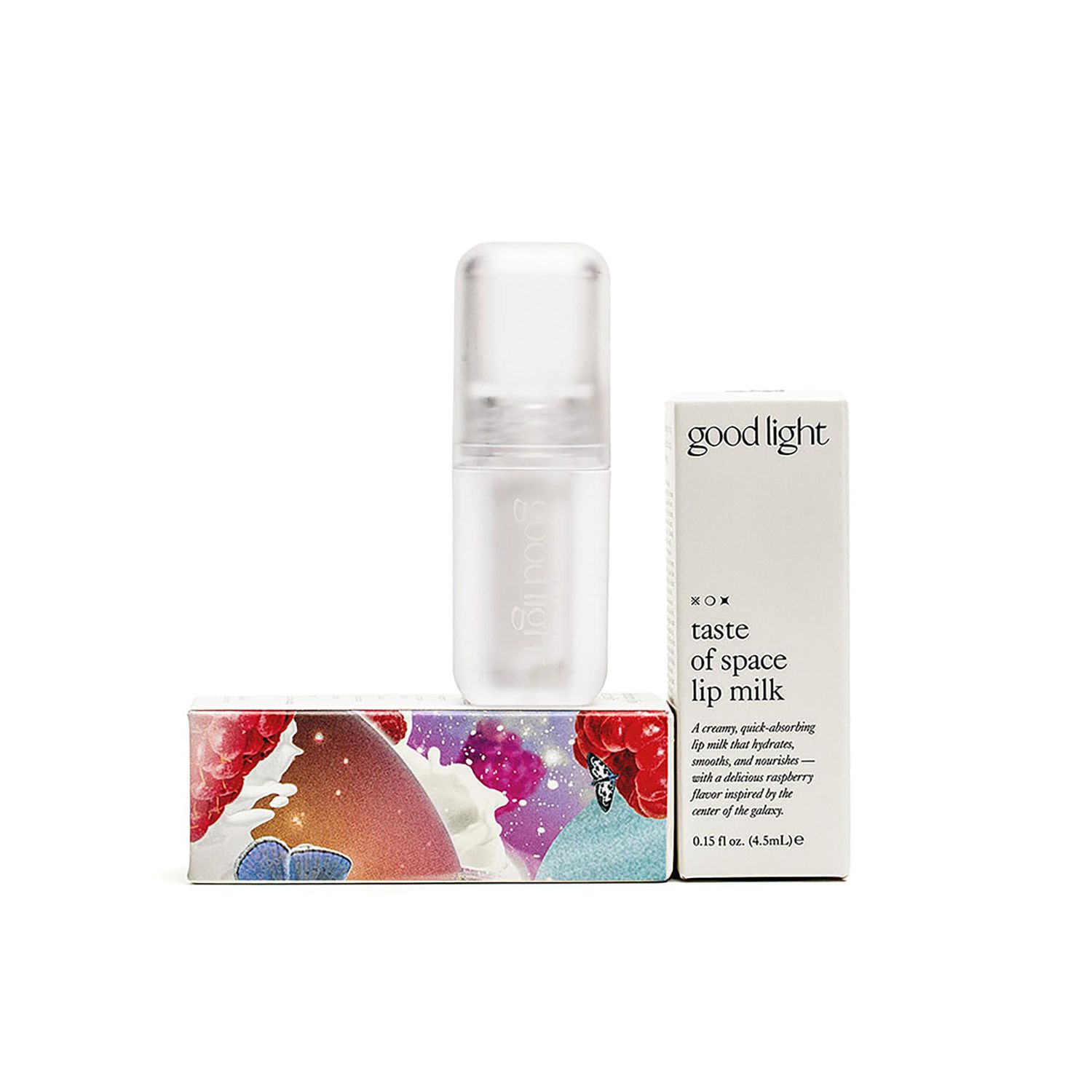 Good Light Taste of Space Lip Milk, Hydration and Nourishment for Smooth Lips, Quick Absorption, Vegan Care, Delicious Raspberry Flavor, 0.15 Fl Oz