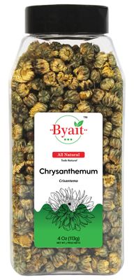 Byait Chrysanthemum Buds 4 Oz, Premium Tai Ju Flowers, Caffeine-Free Herbal Tea, Traditional Chinese Juhua, Loose Leaf Floral Aromatic Blend for Beverages