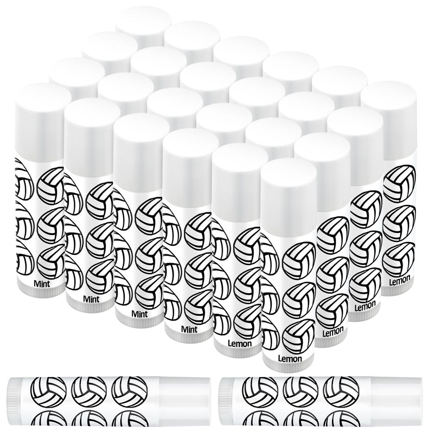 Suttmin 24 Pcs Lip Balm Team Gifts Party Favors - Volleyball Lip Balm Gift for Team Party Guest Supplies (White)