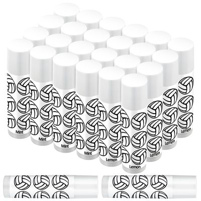 Suttmin 24 Pcs Lip Balm Team Gifts Party Favors - Volleyball Lip Balm Gift for Team Party Guest Supplies (White)