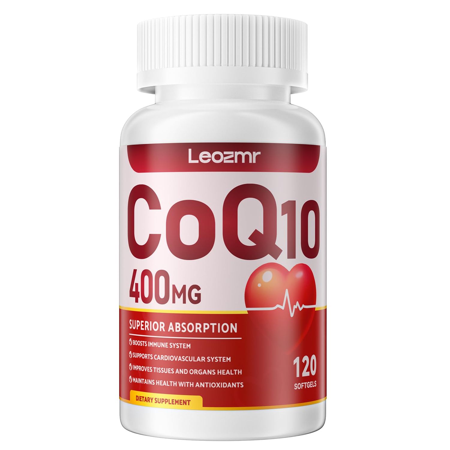CoQ10-400mg-Softgels with PQQ, BioPerine &amp; Omega-3, Coenzyme Q10(Ubiquinone) Supplement for High-Absorption, Powerful-Antioxidant, Support Heart &amp; Energy-Production, 120 Servings