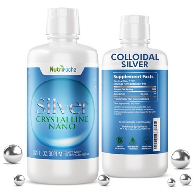 NutriNoche Colloidal Silver Mineral Liquid Supplement - 30 ppm - 32 Ounces - Colloidal Minerals
