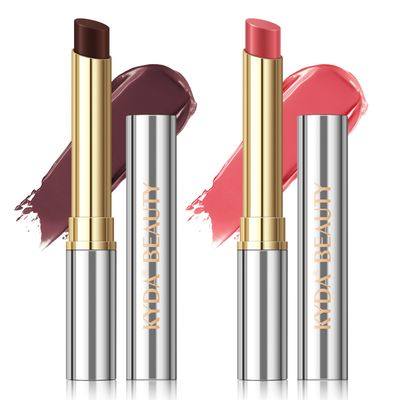 2PCS Honey Lipstick Black Tinted Lip Balm, Sheer Natural Glossy Finish Lip Color, Hydrating Moisturizing Lip Balm and Nourishing Lip Gloss for All Skin Tones, Black Candy&amp;Rose Candy