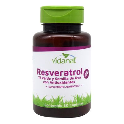 Vidanat Resveratrol 300 mg - Antioxidant Supplement for Heart Health, Anti-Aging, and Immune Support - 30 Capsules (Pack of 1) Green Tea and Grape Seed
