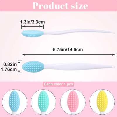 Winsyison 4pcs Silicone Lip Scrub Brush, Double-Sided Lip Exfoliator Brush for Dark Lips, Oval Lip Scrubber Tool for Removing Dead Skin- Pink & Yellow & Blue & Green