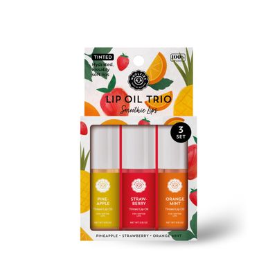 Woolzies All-Natural Lip Oils | Flavored Assortments | Moisturizing with Beautiful Tints Set of 3 (3 Pack, Smoothie Lips)