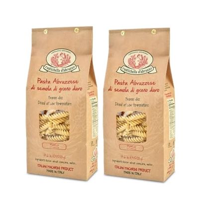 Rustichella d&#39;Abruzzo Durum Wheat Fusilli Pasta - Pack of 2, Authentic Italian Spiral Shape, 17.6 OZ Each - Perfect for Rich Sauces, Salads, &amp; Baked Dishes - Neapolitan-Style, Dense Texture for Opt...