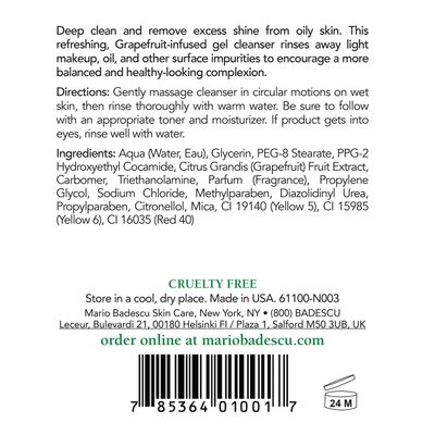 Mario Badescu Botanical Facial Gel Cleanser - Lightweight, Oil-Free Face Wash for Women and Men - Face Cleanser Infused with Refreshing AHA Grapefruit Extracts, 8 Fl Oz