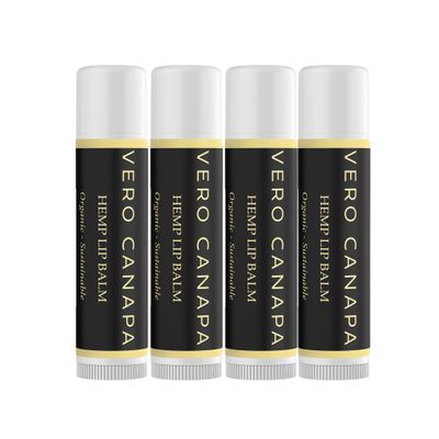 Vero Canapa Organic Hemp Lip Balm with SPF 15 - Conditioning Lip Mask and Lip Balm for Instant Moisture, Shine and Hydration - Soothing Lip Care - Vanilla (4 Pack)