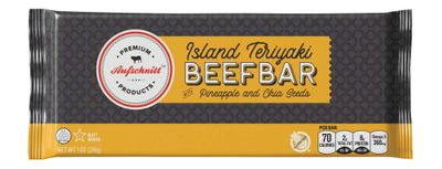 Aufschnitt Beef Bars - High Protein Snack with Grass Fed Beef - Kosher, Halal, and Keto Friendly - Island Teriyaki Flavor with Pineapple and Chia Seeds, 6 Count