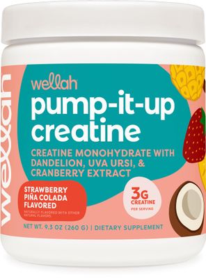 Wellah Pump-It-Up Creatine (50 Servings, Strawberry Pina Colada) - Creatine Monohydrate with Dandelion, Uva Ursi, &amp; Cranberry Extract