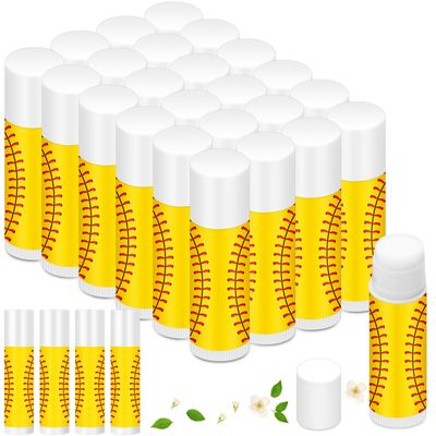 24 Pcs Softball Lip Balm for Softball Team Gifts Sports Moisturizing jasmine taste Lipstick for Women players Sports teachers fans Party Favors Supplies