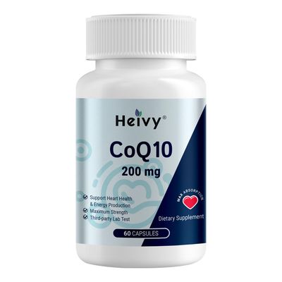 Heivy Coenzyme Q10, 99 Purity CoQ10 200mg, CO Q 10 Supplement Support Heart Health, Antioxidants &amp; Energy Supplements, Made in USA, 60 Vegan Capsules