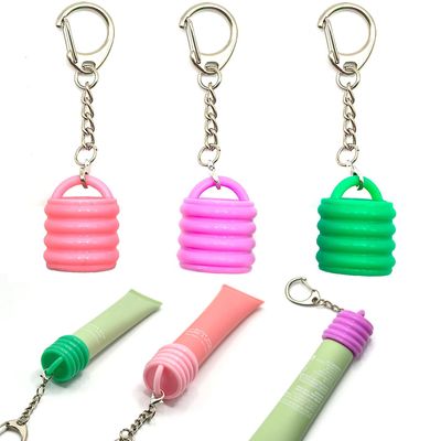 ADULLPONY Lip Balm Holder Keychain Cap:Compatible with 0.5oz Summer Fridays 0.35oz Aquaphor Tubes Mini Gloss Keychain 3PCS Portable Replacement Accessory for Chapstick