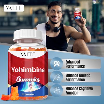 Yohimbine HCl Gummy 15mg - Sugar-Free, Non-GMO Energy &amp; Endurance Support for Men and Women, Antioxidants, Yohimbe Bark Extract, Improve Performance - Supports Energy Production - 60 Gummies