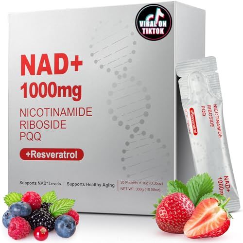 ZOROAHER 1000mg High-Potency NAD Liquid Supplement, Nicotinamide Riboside &amp; Resveratrol with PQQ, Boosts Cellular Energy, Focus &amp; Healthy Aging - 1 Pc