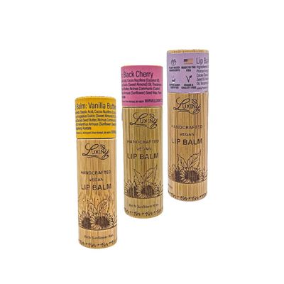 Luxiny Lip Balm 3-Pack - Vegan, Natural Moisturizing Lip Care in Bamboo Tubes with Sunflower Wax and Vitamin E (.15, Vanilla Buttercream, Black Raspberry Vanilla, Black Cherry)