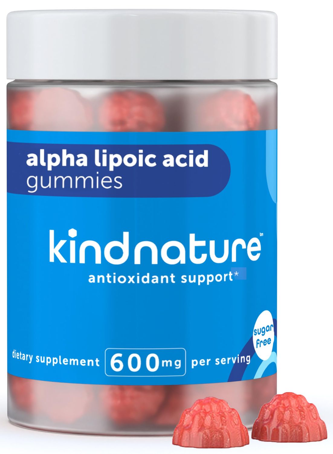Kind Nature Alpha Lipoic Acid Gummies - Vegan, Sugar-Free, Low Calorie 600 mg ALA Supplement - Pure ALA Alpha Lipoic Acid 600mg for Antioxidant Support