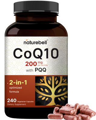 NatureBell CoQ10 200mg with PQQ, 240 Veggie Capsules | Stable High Absorption Form - Antioxidant Support for Heart, &amp; Energy Health - Extra Strength Coenzyme Q10 Supplement