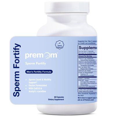 Premom Sperm Fortify - Male Fertility Supplements for Men with KSM-66 Vegan Ashwagandha, CoQ10 as Ubiquinol, Zinc, Selenium&amp;Acetyl-L-carnitine | Supports Sperm Health, Motility &amp; Count