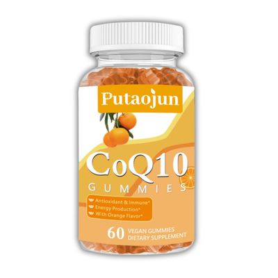 Putaojun coq10 Gummies | coq10 Gummies for Adults | Orange Flavor | Sugar Free Coenzyme Q10 Vitamins Muscle &amp; Bone Energy | Ultra High Absorption, Cellular Energy, Antioxidant (60 Count (Pack of 1))