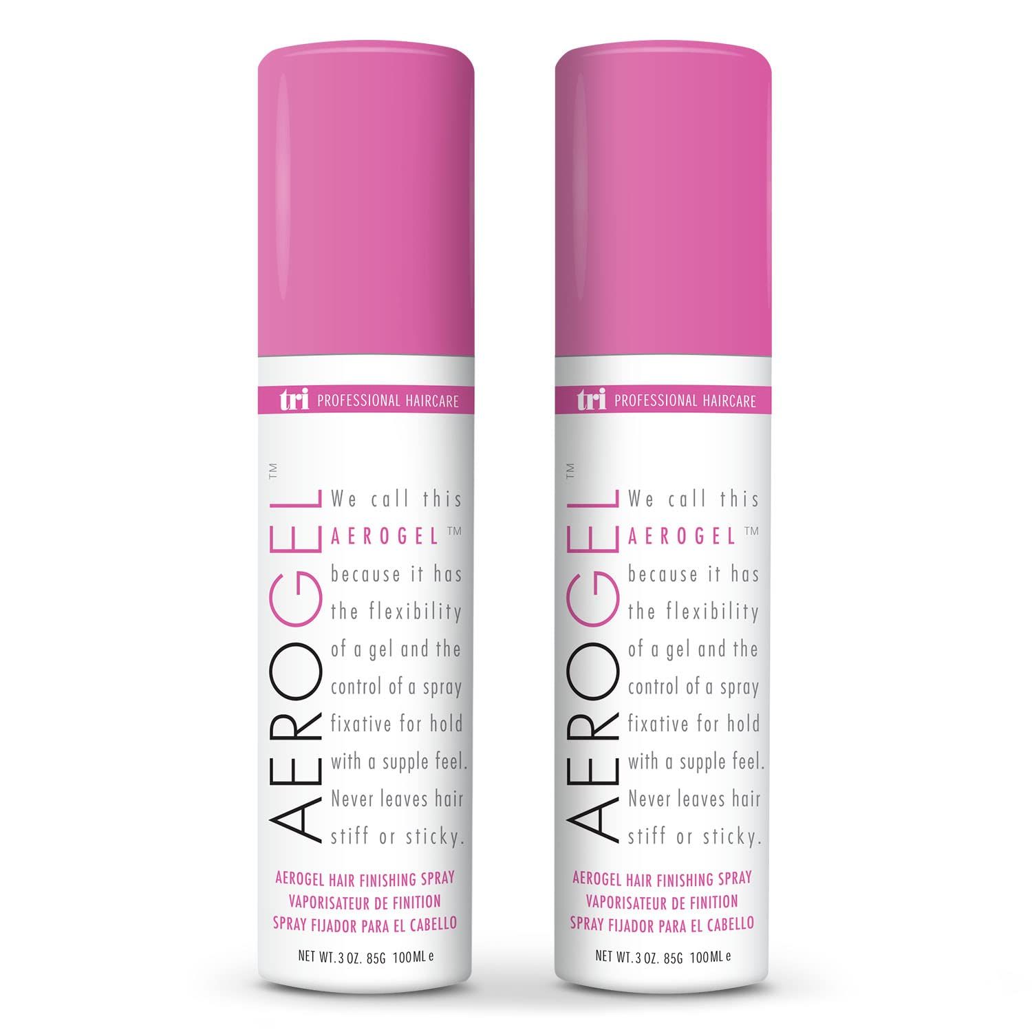 TRI Design Aerogel Hairspray - Strong Hold Hair Finishing Spray for Volumizing &amp; Control, Flexible Styling for All Hair Types, Non-Sticky and Scented - For Women and Men - Travel Size Pack of 2 (3 Oz)