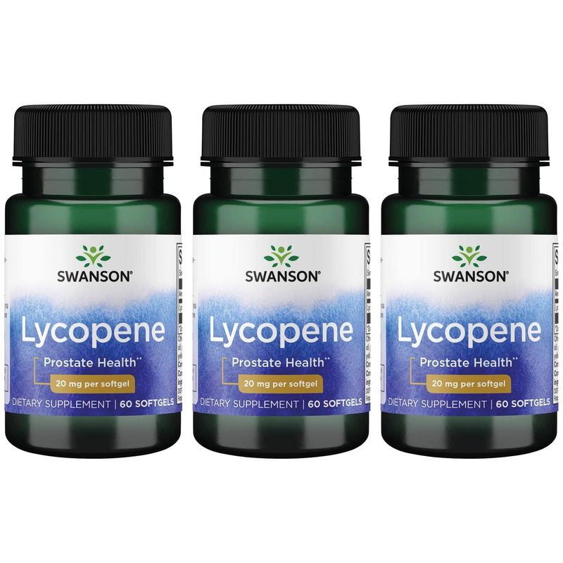 Swanson Lycopene - Natural Supplement Promoting Prostate Health, Heart Health, &amp; Supports Blood Pressure Within The Normal Range - Mens Health Supplement - (60 Softgels) (3 Pack)