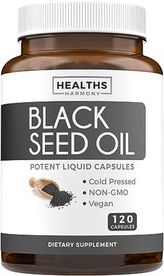 Black Seed Oil - 120 Softgel Capsules Skin Health (Non-GMO &amp; Vegan) Cold-Pressed Nigella Sativa Producing Pure Black Cumin Seed Oil with Vitamin E - 500mg Each, 1000mg Per 2 Capsule Serving