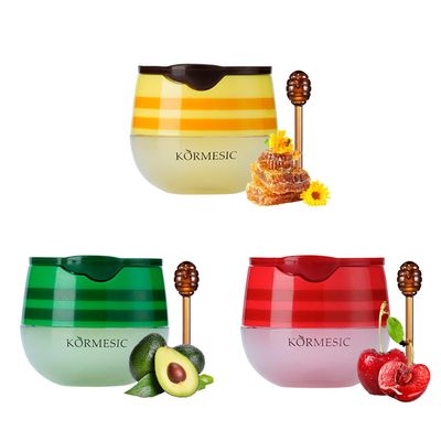 3PCS Bee Lip Balm Honey Pot, Moisturizing Avocado Propolis Lip Mask,Hydrating Prevention Dry and Cracked Lip Scrubs Exfoliator,Lip Sleep Mask Reduces Lip Lines Lip Skin Care Products