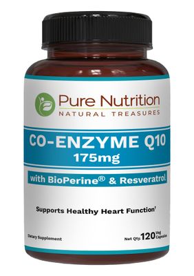 Pure Nutrition Bio Coenzyme Q10-175mg | 120 Veg Caps | CoQ10 with Bioperine &amp; Arjuna Extract | Nutrient-Rich Botanicals for Daily Wellness | Non-GMO
