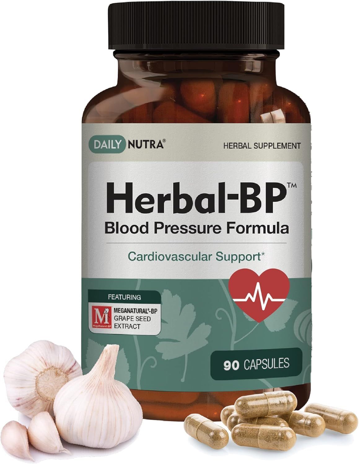 Herbal-BP Natural Blood Pressure Supplement - Supports Circulatory Health | Featuring Grape Seed Extract, Garlic, Hawthorn, Olive Leaf &amp; Ashwagandha for Long-Term Support (3-Pack)