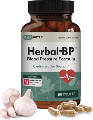 Herbal-BP Natural Blood Pressure Supplement - Supports Circulatory Health | Featuring Grape Seed Extract, Garlic, Hawthorn, Olive Leaf &amp; Ashwagandha for Long-Term Support (3-Pack)
