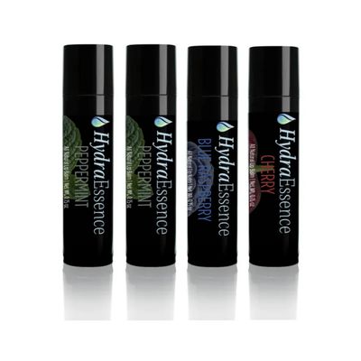HydraEssence Vibrant Favorites | Long-Lasting Lip Balm for Dry Sensitive Lips | Deep Hydration &amp; Lightweight Protection | 4-Pack - Cherry, Blue Raspberry, Peppermint (2)