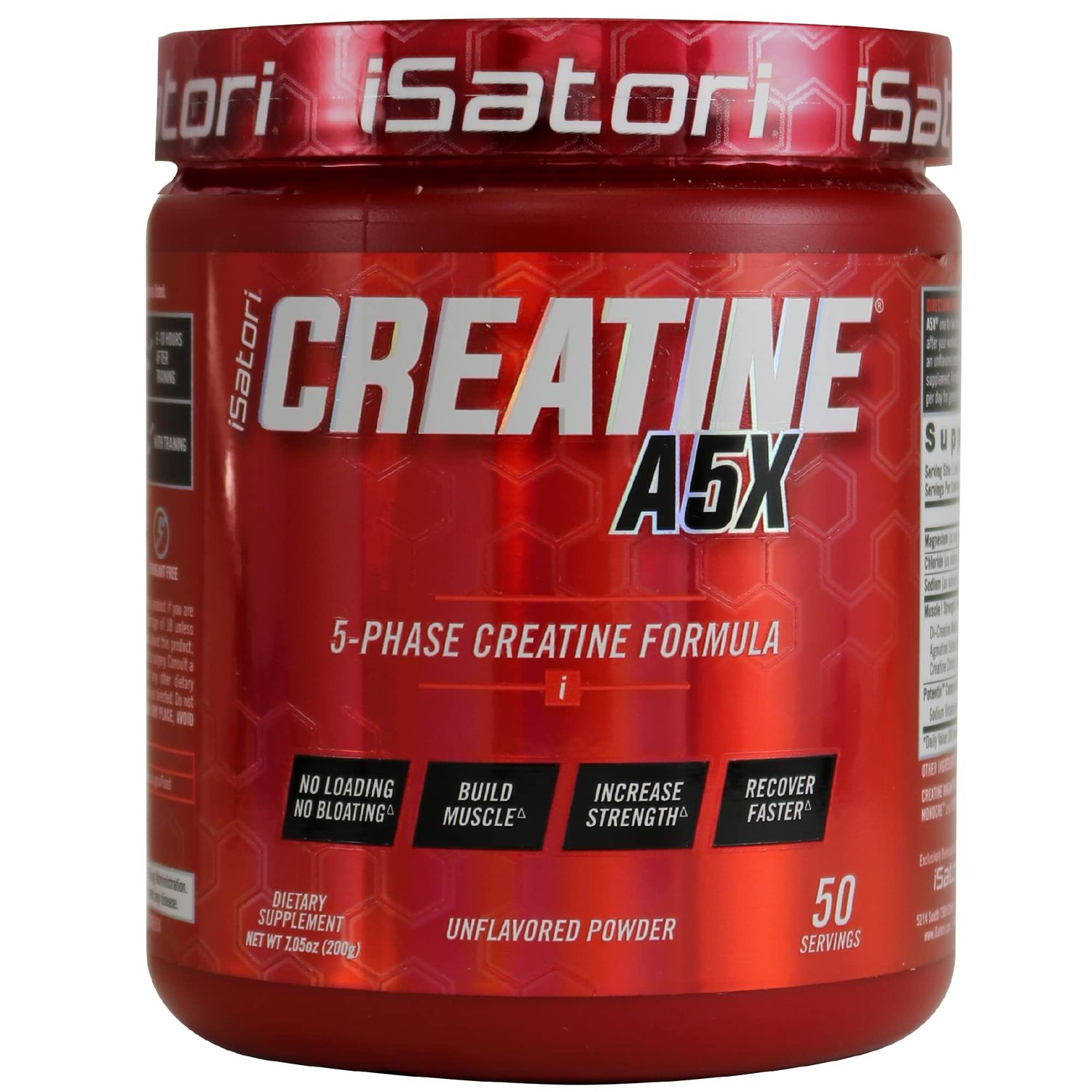 iSatori Creatine A5X with Creatine Monohydrate &amp; Betaine Anhydrous for Muscle Growth, Strength Building, &amp; Recovery - Dietary Supplement for Training &amp; Weight Lifting - Unflavored (50 Servings)